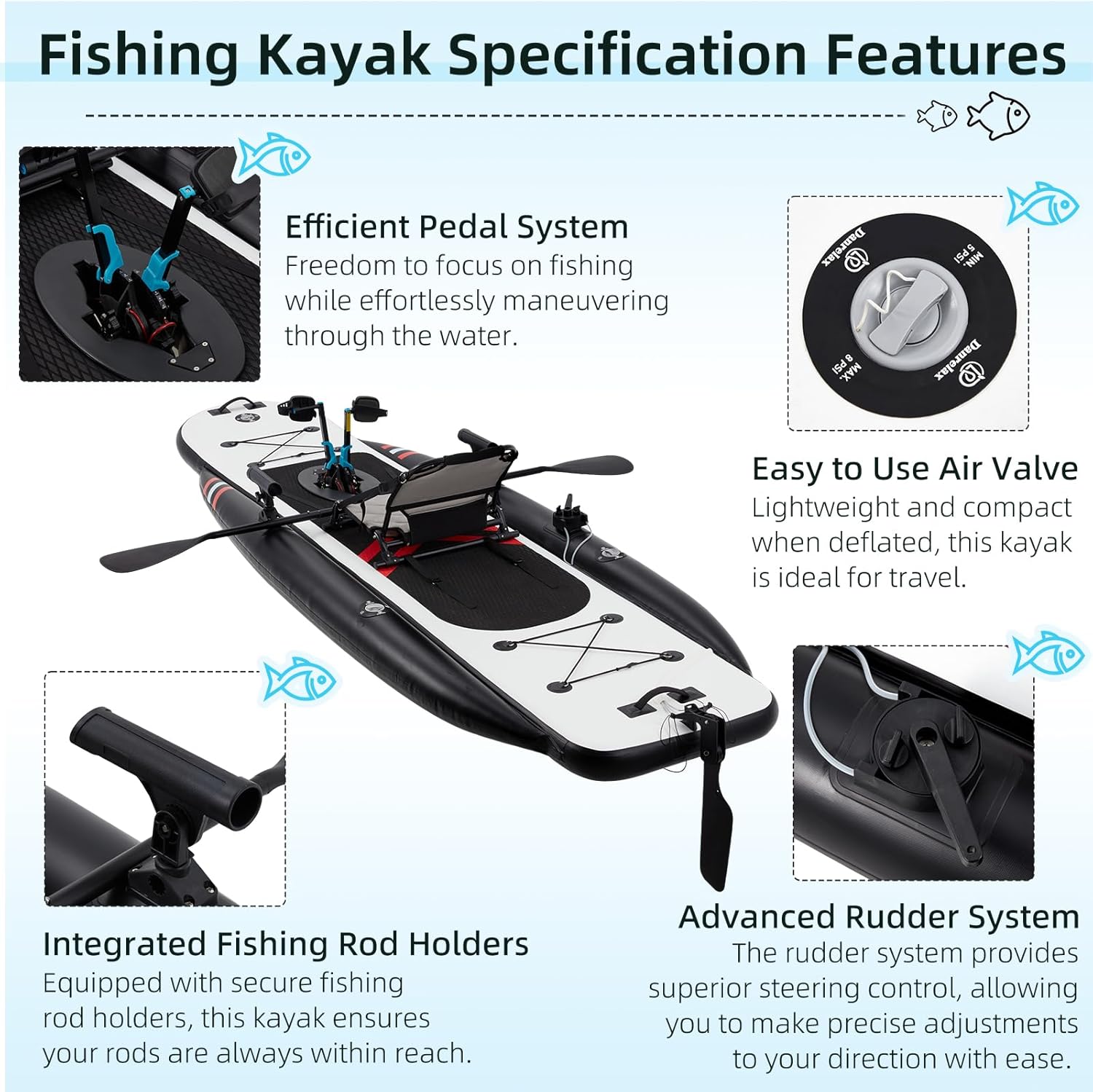 Kayak Inflable de Pesca de PVC - Fishing Kayak Pedal Drive reseña y precio